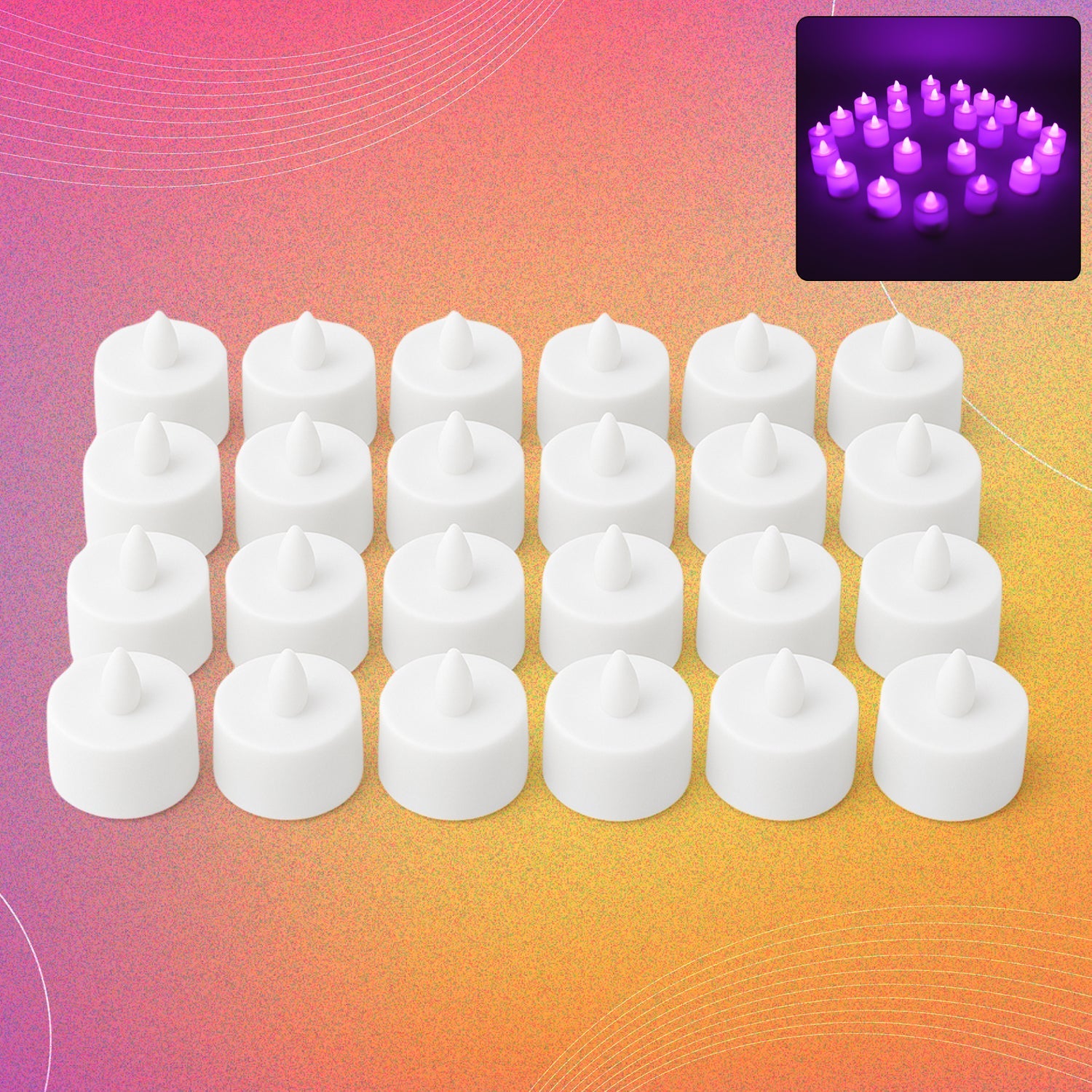 Flameless LED Tealights, Smokeless Plastic Decorative Candles - Led Tea Light Candle For Home Decoration, Diwali (Pack Of 24) Flameless LED Tealights, Smokeless Plastic Decorative Candles - Led Tea Light Candle For Home Decoration, Diwali (Pack Of 24)